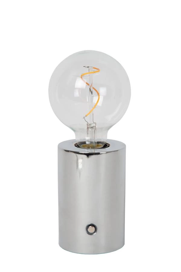 Lucide VIVO - Rechargeable Table lamp - Battery pack - Ø 8 cm - LED Dim. - E27 - 1x1W 2700K - Chrome - turned off